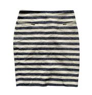 Ann Taylor Striped Linen Blend Pencil Skirt  Blue & Cream Women’s US Size 4