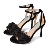 Draper James Livia Jeweled Ankle Strap Large Bow Sandals Black Size 7.5 NWT