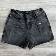 NWT  Super High Waisted Tailored Denim Shorts Faded Black Wash Medium