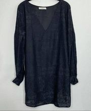 CAPULET Black Embroidered Shift Dress Size Medium NWT