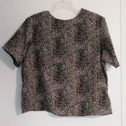 Vintage Jaclyn Smith Tan & Black Cheeta Print Boxy Top