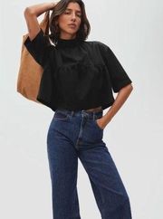 NWT Everlane tiered mock neck semi cropped blouse xs