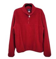 Lands' End Vintage Mens / Womens Red Fleece 1/4 Zip Jacket Pullover Medium USA