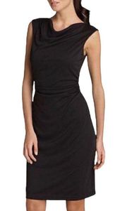 David Meister Ruched Sheath Drape Neckline Black Mini Casual Silhouette Dress