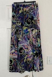 Jones Studio vibrant blue and lime green maxi skirt.