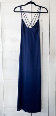 | RARE Vintage Maxi V-Neck Strap Slip Dress Royal Blue