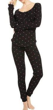NWT Revolve Plush Thermal Heart Pajama Scrunchie Set in Black Red