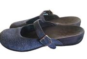 Vionic Lydia Laser Cut Mary Jane Slip On Slide Sz. 10 Navy Blue Leather Suede
