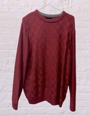 Geoffrey Beene Women's Warm Knit Sweater checkerboard texture Size XL Red Wine