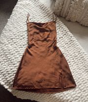 Brown Silk Mini Dress