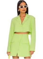 WeWoreWhat Cropped Lime Green Long Sleeve Collar Blazer XL