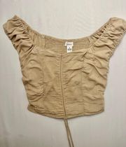 Tan/Beige Rucched Crop Top - S