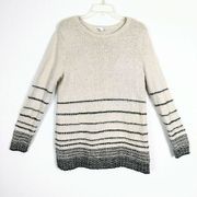 J. Jill Cotton Wool Blend Cream & Black Striped Sweater