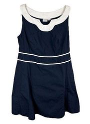 Eshakti Custom Size 16 Dress Navy Blue A Line Sleeveless White Trim Mini 1456