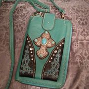 Montana west American bling turquoise blinged out crossbody bag