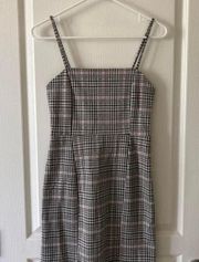 Bershka Plaid Grey Pink Strap Dress