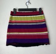 Colorful Striped Knit Mini Skirt S