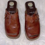 Earth Shoe leather Gelron Mules Sz 7