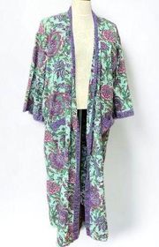 The Territory Ahead Floral Maxi Kimono Duster country western purple XL