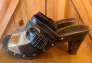 Coach Sebrina patchwork brown mules size 10M