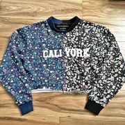 CYNTHIA ROWLEY x BANDIER | CALI YORK Sweatshirt Cropped Floral Multicolor | Smal