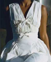 White Bow Detail Mini Dress