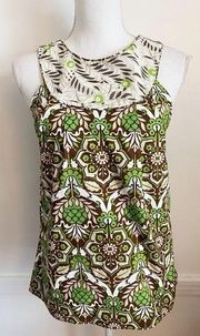 Milly • Green White Brown Paisley Tank Top