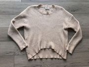 Cream/light brown mid cropped ribbed crewneck sweatshirt