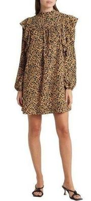 NWT Wayf Mock Neck Long Sleeve Shift Dress Cheetah Print Women’s Size XS NEW
