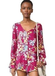 NEW Somedays Lovin' Supreme Burgundy Floral Playsuit Long Sleeve Romper S $108