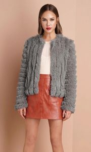 For Anthropologie Grey Faux Fur Jacket, XS