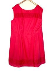 Isaac Mizrahi coral 100% cotton crochet lace fit and flare sleeveless dress