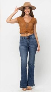 Judy Blue Hi Rise Tummy Control Slit Hem Bootcut Jean - JB88476, Sz 14W