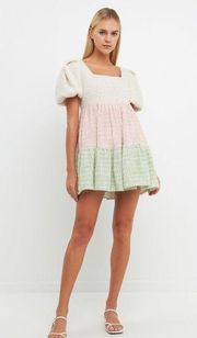 NWT English Factory Color Block Tweed Mini Dress | L