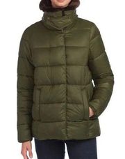 Excellent condition  Mullein Faux Fur Trim Quilted Jacket in Sage Green