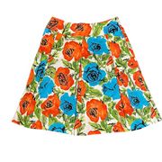 Talbots Petites Pleated Floral A-Line Mini Skirt 100% Cotton Women's 6P Multi