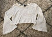 Audrey white bell sleeve cropped sweater