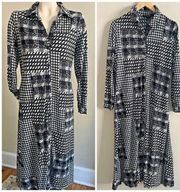 VINTAGE attitudes 90s plaid houndstooth patchwork print button front maxi dress