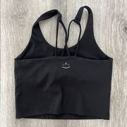 Alloy Strappy Cropped Tank Black Foil Speckle Black Womens Small