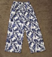 Blue/White Hawaiian Palm Tree Pants, Women's XL