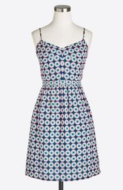 J. Crew Camisole Dress Retro Floral, Sweetheart Neck Flowers Mini Dress, Size 8