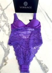 Versace La Greca Lace & Satin Bodysuit