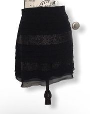 Black Tiered Sequin Mini Skirt