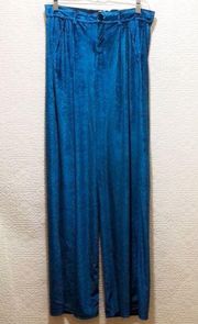 Urban Coco Blue Velour Wide Leg Pant Large