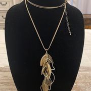 Christopher & Banks Gold Silver Tone Cascading Leaves Pendant Necklace