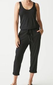 Michael Stars Womens Theo Tank Jumpsuit Black Cotton Modal Tie Waist Size Small