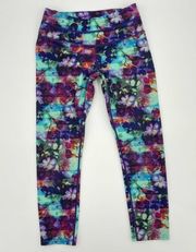 Athleta  Floral Fade Sonar Capris Workout Pants Athletic Yoga Running Striped Gym