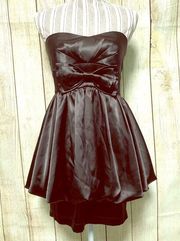 Formal Black Bow Tie Medium Mini Cocktail Dress