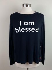 Black I Am Blessed Long Sleeve Tee Shirt Top Soft