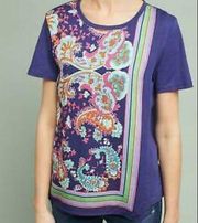 Anthropologie Maeve Purple Paisley Overlay Tee Size Small